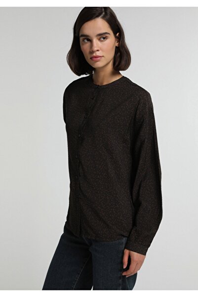Colin's Fashion Fit Round Neck Printed Women's Brown Long Sleeve Shirt