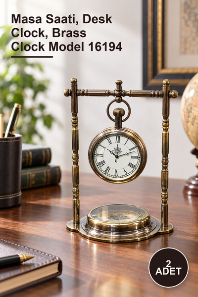 Yenilig 2 Adet Pirinç Masaüstü Saat – Masa Saati, Desk Clock, Brass Clock Mod...