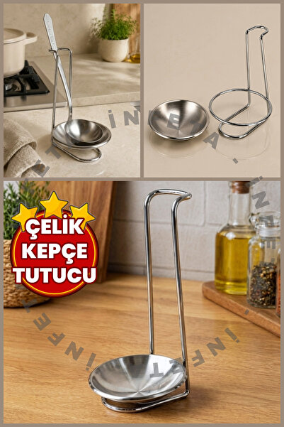 İnfeta Stainless Steel Ladle Holder-Counter Top Dirty Ladle Spoon Holder Stan...