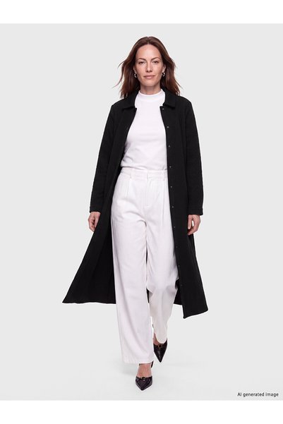 LC Waikiki TexX Store Kalitesi LCW Grace Siyah Desenli Uzun Ferace