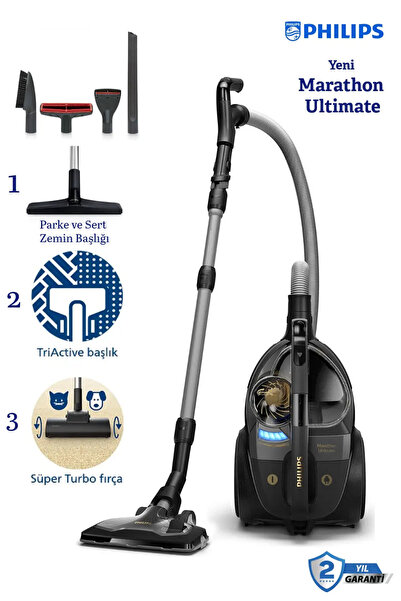 Marathon Ultimate 899 W Turbo Başlıklı Toz Torbasız Süpürge, Gold Detaylı Tasarım, 2,2 L Hazne, H13