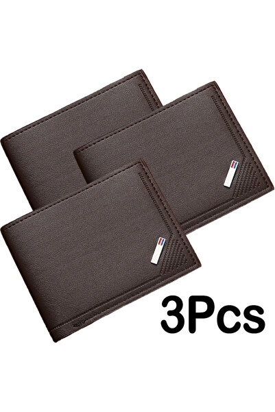 Choice 3Pcs Coffee Men's Short Frosted Leather Wallet, Multi-Slot Coin Pocket...