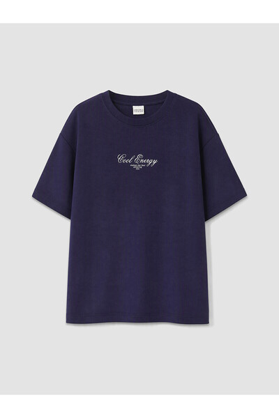 LC Waikiki Two Mt Shop Quality Lcw Kids Navy Blue Girls' Printed Soft Touch T...