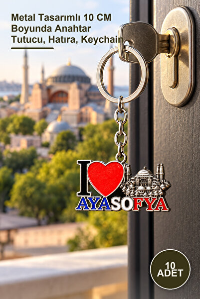 Yenilig 10 Pieces of Metal Hagia Sophia Keychain – 10 cm Long Key Holder with...