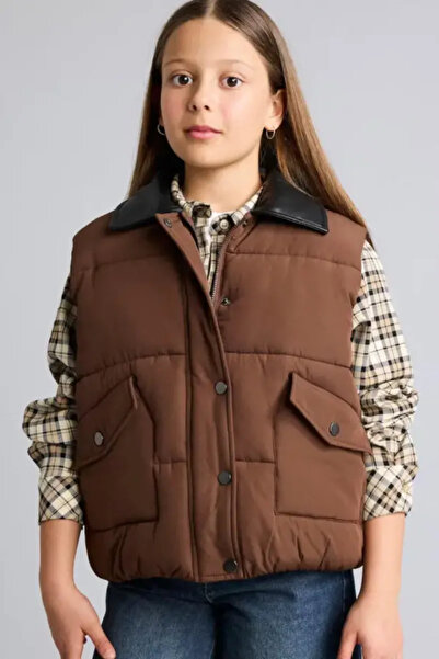 DeFacto Water Repellent Faux Leather Contrast Collar Zipper Snap Closure Infl...