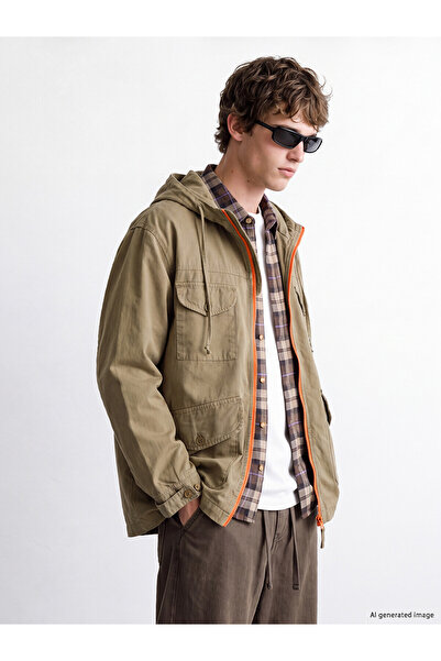 LC Waikiki Nevavm Farkıyla Xside Beige Loose Fit Men's Raincoat