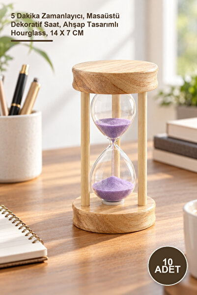 Yenilig 10 Pieces Wooden Hourglass – 5 Minute Timer, Desktop Decorative Clock...
