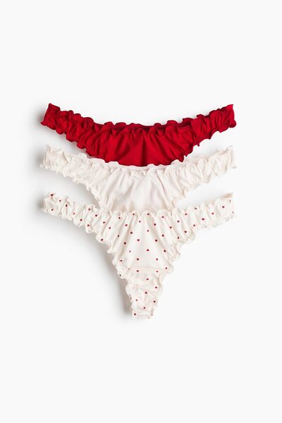 H&M 3’lü Overlok Detaylı Thong Külot