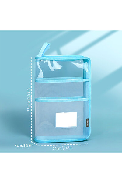 Choice Blue HUAJIE A4 Transparent Document Bag, Waterproof Zipper Handheld Fo...