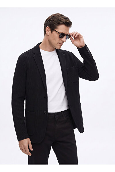 Fabrika Lacivert Erkek Slim Fit Armürlü Ceket CEKA - F- T- 2- A