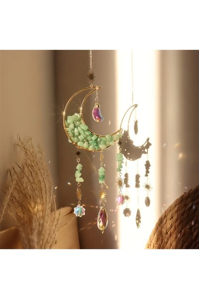 Choice green 1pc Amethyst Moon Crystal Prism Daylight Catcher - Half-moon-sha...