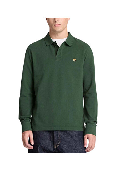 Timberland Ανδρικό Millers River Μακρυμάνικο Polo Πράσινο TBC0YHBE-398