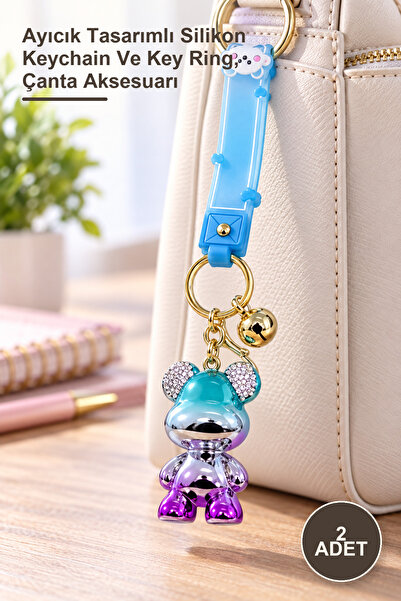 Yenilig 2 Pieces of Stone Teddy Bear Silicone Keychain – Silicone Keychain an...