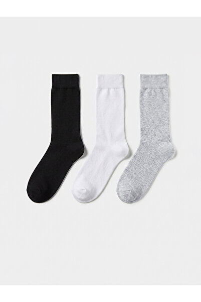 LC Waikiki Nevavm Black Plain 3-Pack Men's Socks with Difference