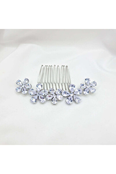 MYGRACE Accesoriu de păr pentru mireasă  "Be Exquisite ", argintiu, tip pieptene, decorat cu zirconiu, model floral