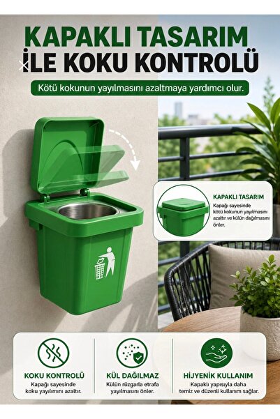 Hombak Zeleni zidni pepeljara – Pepeljara sa samolepljivim poklopcem, komora ...