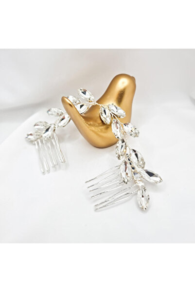 MYGRACE Accesoriu de păr pentru mireasă  "Be splendid ", argintiu, tip pieptene, decorat cu cristale de sticlă (pieptene dublu)