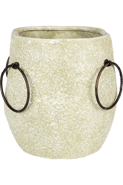 Herdekora Decorative Vase Stone-Looking with Ring Handles Cream-Water Green 2...