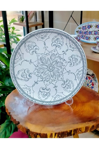 SİRİUS İznik Çini 25 cm çapında çini tahrirli(çizimli)tabak
