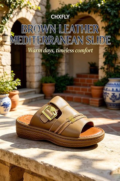 SoftSole KSA صنادل جلدية عصرية - قاعدة ممتصة للصدمات