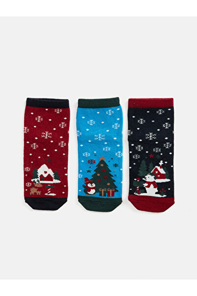 LC Waikiki Nevavm Red Patterned Girls' Socks with a Difference