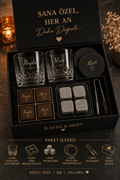 Verahobbyhouse Kişiye Özel Premium Viski Bardak Seti