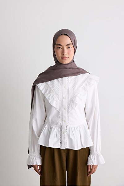 Modakaşmir Leaf Pattern Silky Jacquard Shawl