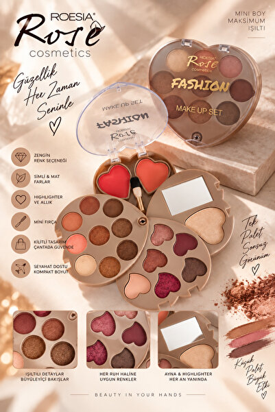 Roesıa Rose Cosmetics Fashion Makeup Set Çoklu Makyaj Paleti Göz Farı Allık A...
