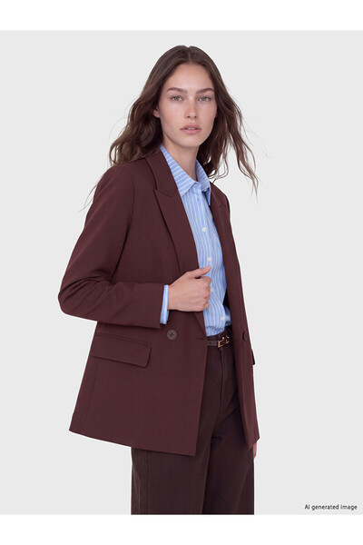 LC Waikiki Nevavm with a Difference of Opinion, Lcw Modest Burgundy Plain Sta...