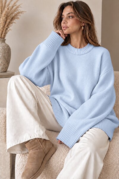 Bisiklet Yaka Oversize Triko Kazak