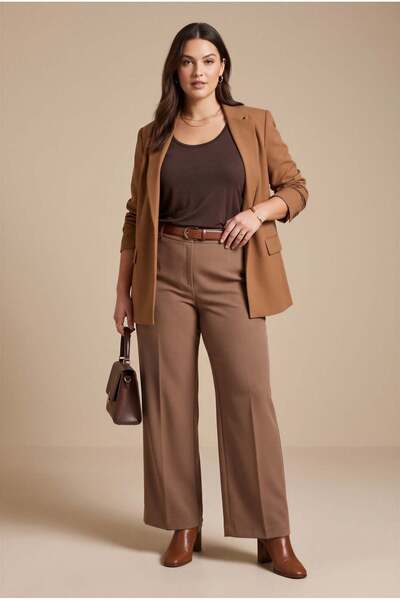 RMG Stone Detailed Large Size Round Viscose Undershirt Brown