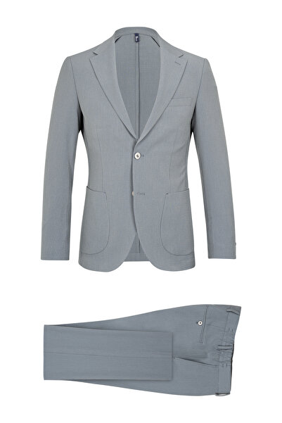 Hatemoğlu Mavi Slim Fit Mono Yaka Casual Takım Elbise