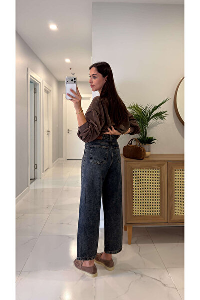 BİRCANÇİL Widoste Blue Vintage Tint Barrel Jean