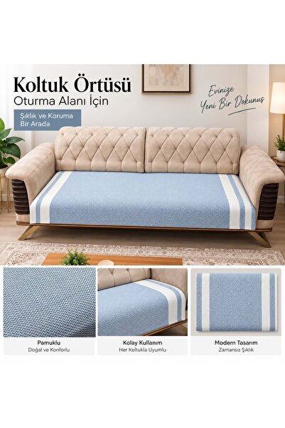 Özdilek 2 Adet Pamuklu Oturma Yerini Örten Zigzag Koltuk Örtüsü (80x210) - İn...