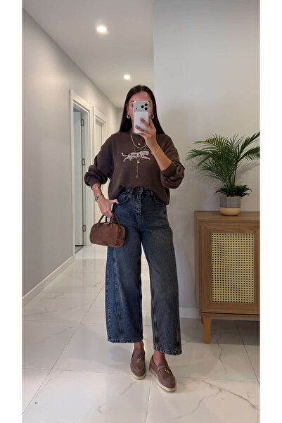 BİRCANÇİL Widoste Mavi Eskitme Tint Barrel Jean