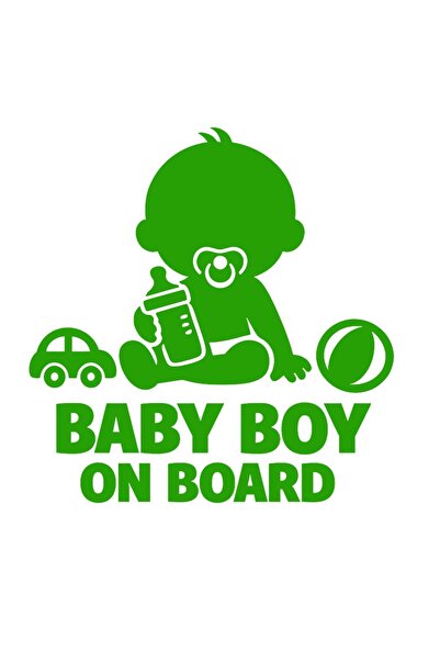 OEM Autocolant auto  "Bebeluș băiat la bord ", Model 6, 10cm, Verde