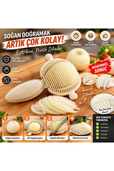 Soğan Dilimleme Aparatı – İnce ve Eşit Dilimler İçin Pratik Soğan Doğrayıcı