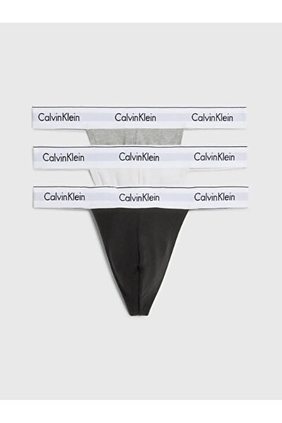 Calvin Klein THONG 3PK, MP1 Erkek Siyah Tanga