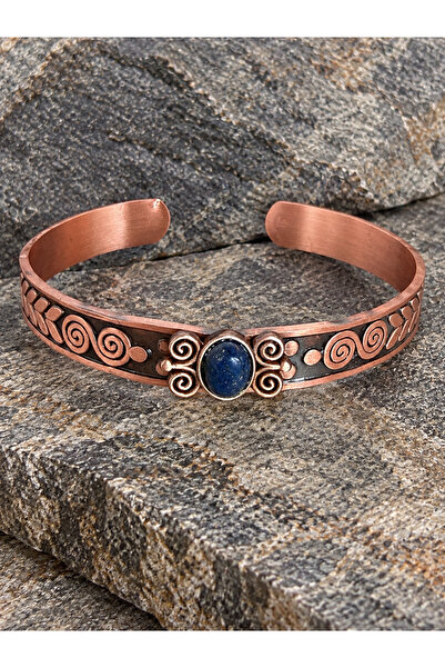 zadenza gold Women's Copper Bracelet Handcrafted Pure Copper Oval Lapis Stone...