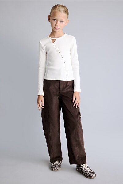 DeFacto Cargo Pocket Barrel Fit Ribbed Trousers Girls (26 Au)