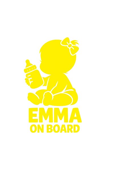 OEM Autocolant auto  "Emma la bord ", 15cm, Galben