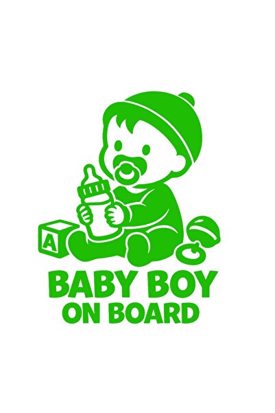 OEM Autocolant auto  "Bebeluș băiat la bord ", Model 1, 10cm, Verde