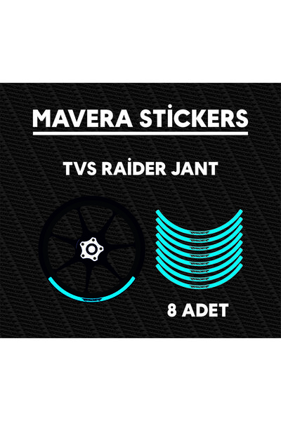 Mavera Stickers ملصق شريط حافة العجلة المكتوب عليه Radier لـ TVS Raider (8 قطع)