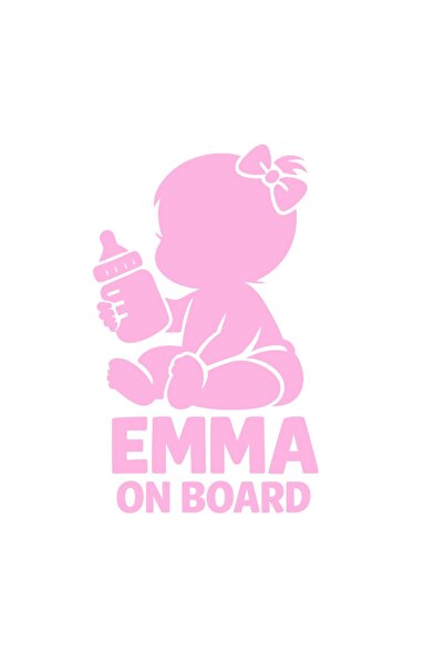 OEM Autocolant auto  "Emma la bord ", 15cm, Roz