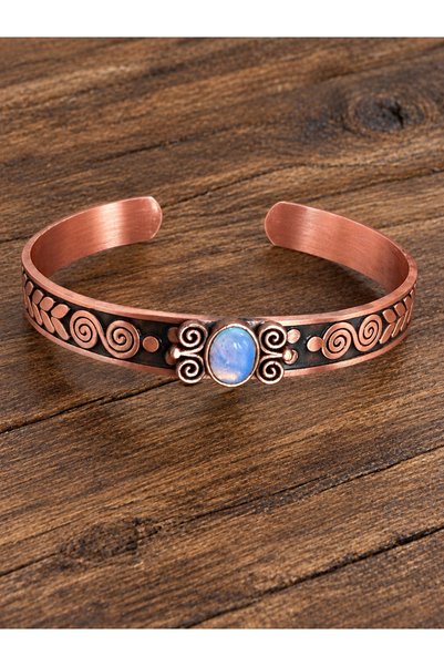 Aida Jewelss Women's Copper Bracelet Handcrafted Pure Copper Oval Opal Stone ...