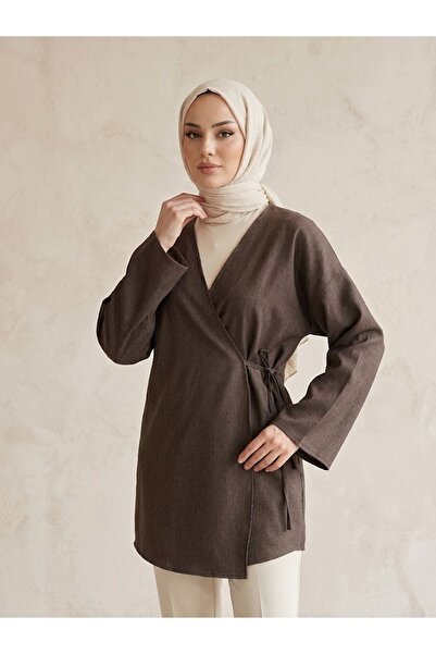 Lunsera Store تونيك من الدنيم برباط جانبي - بني