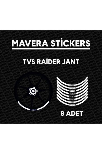 Mavera Stickers ملصق شريط حافة العجلة المكتوب عليه Radier لـ TVS Raider (8 قطع)