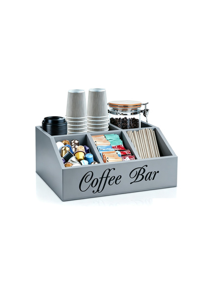 Snooe Coffee Station Organizer for Counter, Wood Coffee Pods Holder Storage B...
