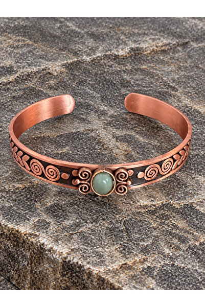 zadenza gold Women's Copper Bracelet Handcrafted Pure Copper Oval Agate Stone...