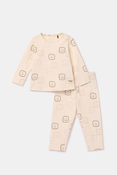 Woody Türkiye Ecru Patterned Children's Pajamas